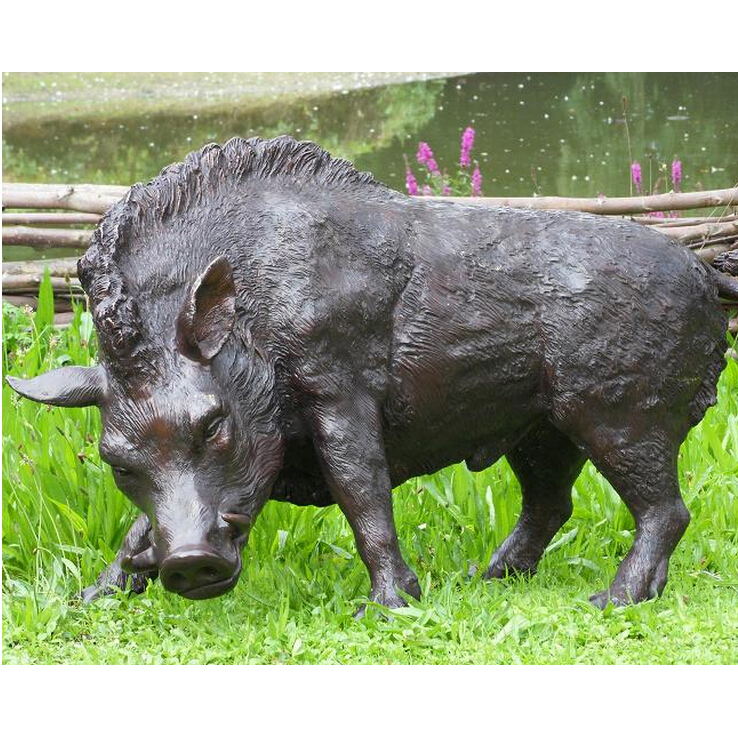 famous cast brass wild boar sculpture for sale garden decoration
